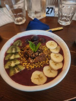 Fruits with oat milk, nothing more. at Cookie Beacon Brunch in Budapest