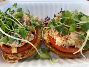 Vegan “Egg” (aka chickpea) Salad   at Humble Wood Fire (Bagel Shop) in Gainesville