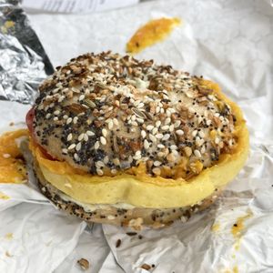 Vegan Egg & Cheese on Everything   at Humble Wood Fire (Bagel Shop) in Gainesville