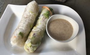 Two Summer Rolls with peanut dip  at Tramy - Vietnam Kitchen in Berlin