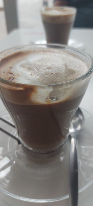 Cafe con soya leche! 💚🌱 at Oops Bubble Waffle Cafè in Tenerife