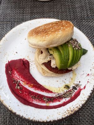 Vegan burger  at Oops Bubble Waffle Cafè in Tenerife