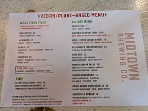 Menu as of Jan 5, 2025 at Midtown Brewing Company in Wellington