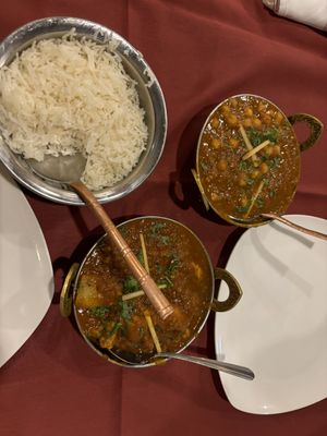 Chana masala and aloo gobi  at Taj in South Kingstown