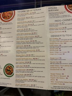 Vegan/veggie options on menu   at Taj in South Kingstown