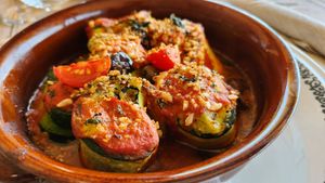 Amazing Zuccini filled with great stuff at Trattoria Imbarcadero in Stresa