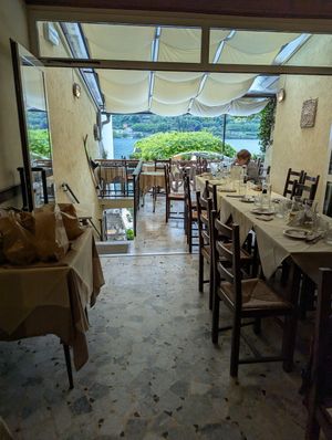 Inside (upstairs) at Trattoria Imbarcadero in Stresa
