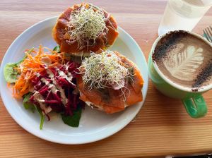 Smoked Carrot Lox  at Mudsharks Cafe in Courtenay