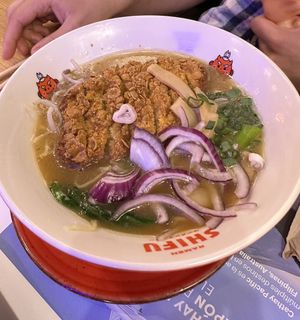 Fried chicken ramen vegano  at Ramen Shifu in Zaragoza