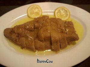 Yummy faux lemon chicken.   at Veggie Garden in Edmonton