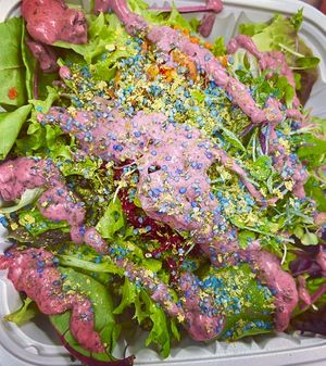 Unicorn superfood salad at Vegan Circus in Sacramento