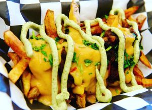 Cheesy chili fries at Vegan Circus in Sacramento