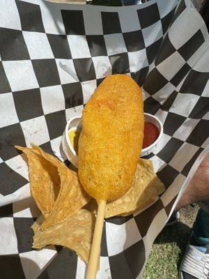 Corn dog   at Vegan Circus in Sacramento