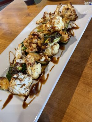 Roasted brussels and cauliflower  at Organic Oasis in Anchorage