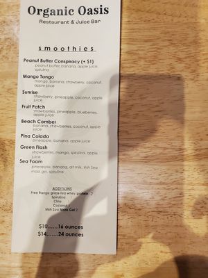 Smoothies at Organic Oasis in Anchorage