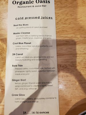 Cold pressed juices at Organic Oasis in Anchorage