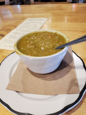 Piping Hot vegan split pea soup at Organic Oasis in Anchorage