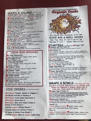 Salads soups and starters at Organic Oasis in Anchorage