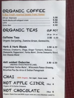 Hot drinks  at Organic Oasis in Anchorage