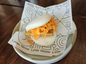 Tofu bun, fried shallots, pickled carrot, chilli,
DN
sriracha & mayo at Little Sister in Cairns