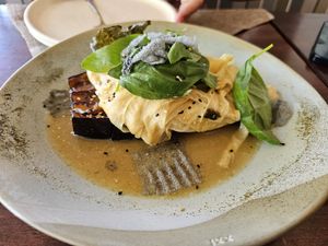 Roasted miso eggplant, stretched tofu,
sesame nori at Little Sister in Cairns