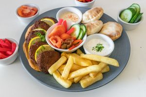 The Smiley Vegan Express Falafel Plate at Smiley Vegan Rundle Mall in Adelaide