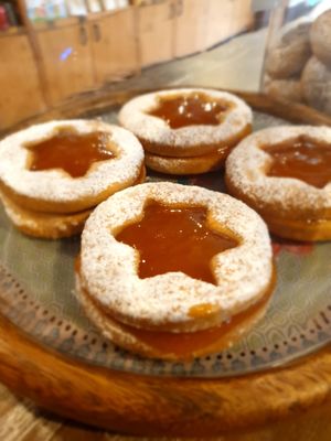 Traditional "Occhio di Bue" with Apricot Jam, Vegan at La Bottega Italian Grocery & Coffee Shop in Kilkenny