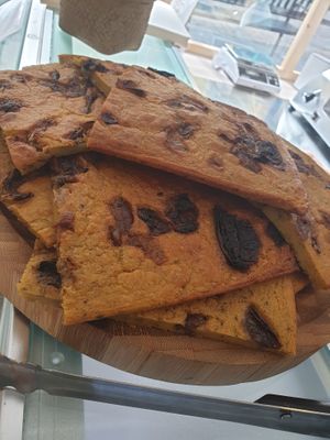 Farinata (chickpea fritter) with Red Onion, Vegan & Gluten Free at La Bottega Italian Grocery & Coffee Shop in Kilkenny