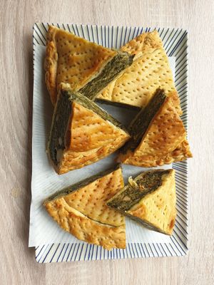 Vegan Savoury Pie with Spinach and homemade Almond Ricotta cheese at La Bottega Italian Grocery & Coffee Shop in Kilkenny