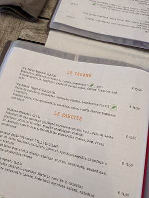 menu at OKE Zattere in Venice