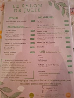 Menu at La Cabosse Enchantée in La Rochelle