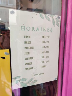 Horaires boutique at La Cabosse Enchantée in La Rochelle