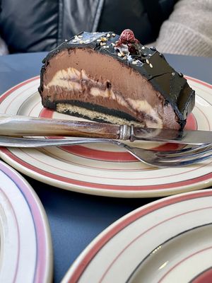 Raspberry and black sesame mousse au chocolat   at La Cabosse Enchantée in La Rochelle