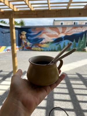 Sipping chocolate can be made vegan with the milk substitute of your choice (almond, oat, coconut milk) they also sometimes have a vegan tart available to order.  at Cocoa Mia in Floyd