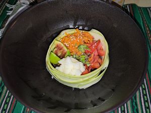 Raw tar tar mixed at Green Life Market in Sarande