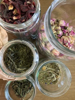 Teas are sourced from us physically going to a special herbologist in athens pre-season. They'll specialty tea 🫖  at Green Life Market in Sarande