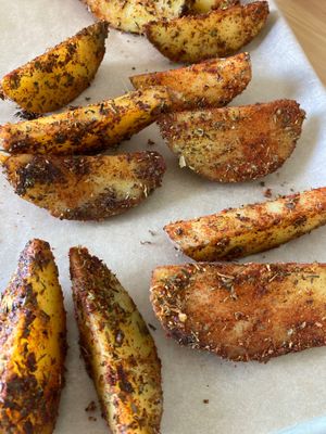 Wedge fries. Ultra smoke & spice just right.  at Green Life Market in Sarande