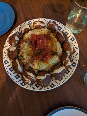 Falafel plate for two at Green Life Market in Sarande