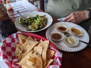 Smashed avocado salad  at Blue Angel Restaurant in Cozumel
