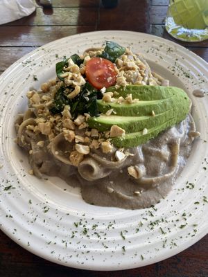 Mushroom nut cream pasta   at Blue Angel Restaurant in Cozumel