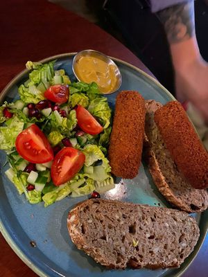 Vegan kroketten with a side salad at Seventy Seven in Middelburg