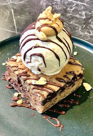 Blondie with peanut ice cream at Pawdy Neighbors  in Dubai