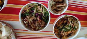 Lasagna and other dishes from menu 4 at Spill the Greens in Lisbon