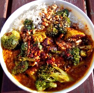 Lentils & tofu tikka masala at Spill the Greens in Lisbon