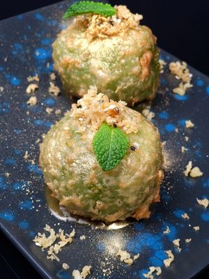 Special young rice dessert with 24 carat gold! at Zaab in Kolobrzeg