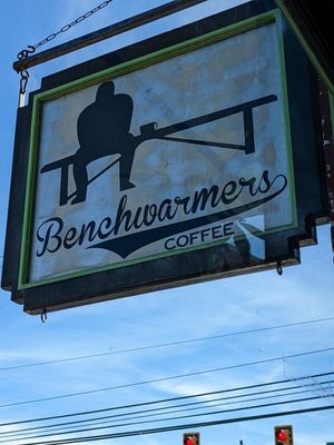Sign at Benchwarmer's Coffee & Doughnuts in West Reading
