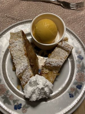 Vegan apple strudel with vegan cream  at Mari Pop Hotel in Ried Im Zillertal