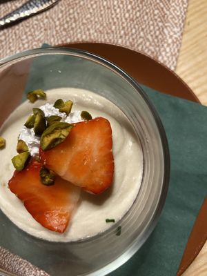 Vegan strawberry panna cotta  at Mari Pop Hotel in Ried Im Zillertal