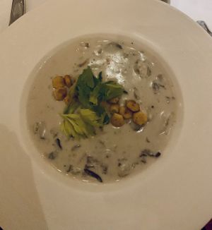 Absolute MUST- smoked oyster mushroom chowder ! at Wynn Hotel - Lakeside in Las Vegas