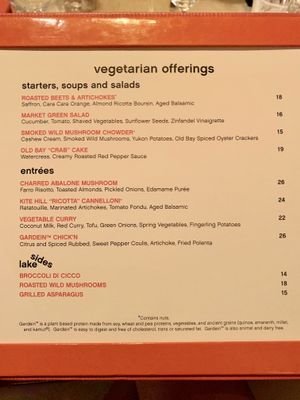 Veg Menu - ask waiter to get it at Wynn Hotel - Lakeside in Las Vegas
